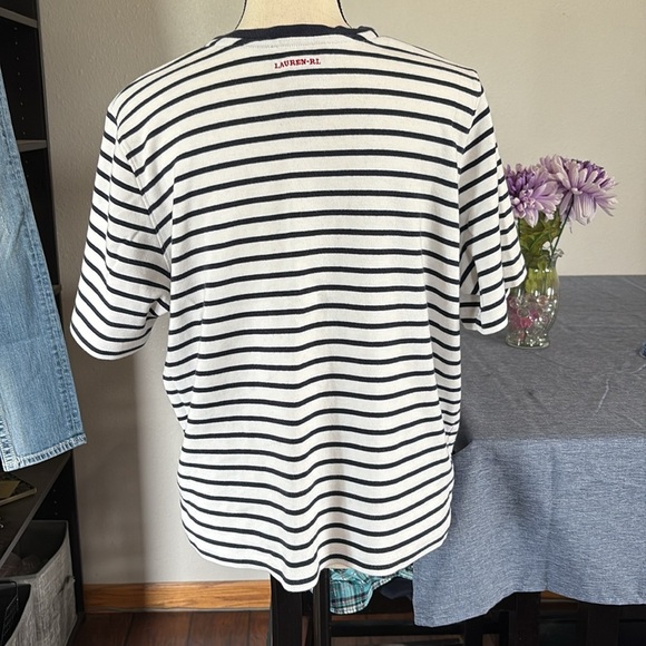 Lauren Ralph Lauren Women’s 1X Blue Striped Tee - Picture 2 of 5